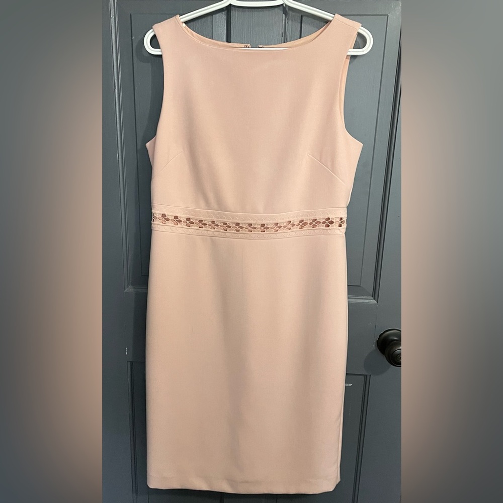 Ann Taylor Light Pink Doubleweave Sheath Midi Dress Sleeveless Dress-Size 8